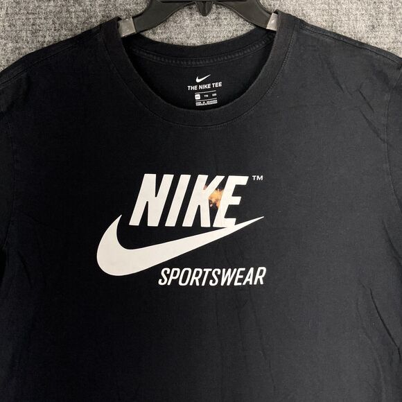 Nike Shirt Mens XXL Regular Workout Gym Short-Sleeve Swoosh Black Tee - Picture 3 of 8